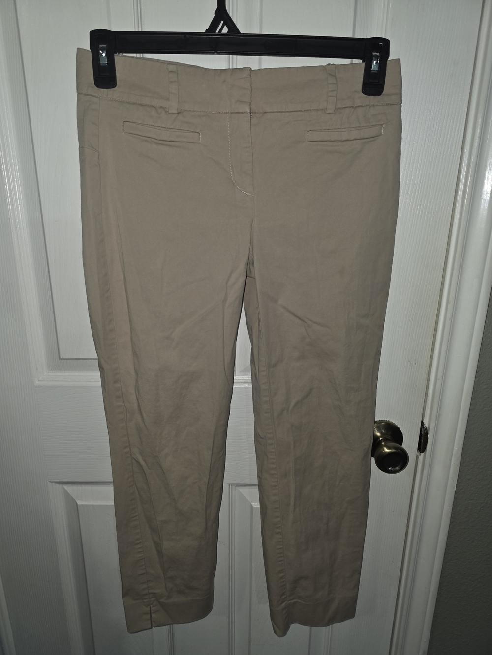 Ann Taylor Beige Cropped Straight-Leg Pants